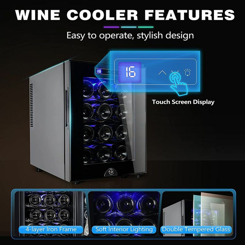 ワインクーラーワインセラー最大12本ブラックMiladred12BottleWineCoolerRefrigerator,WineFridgeFreestandingwithLock&DigitalTemperatureControlFridgeGlassDoor家電