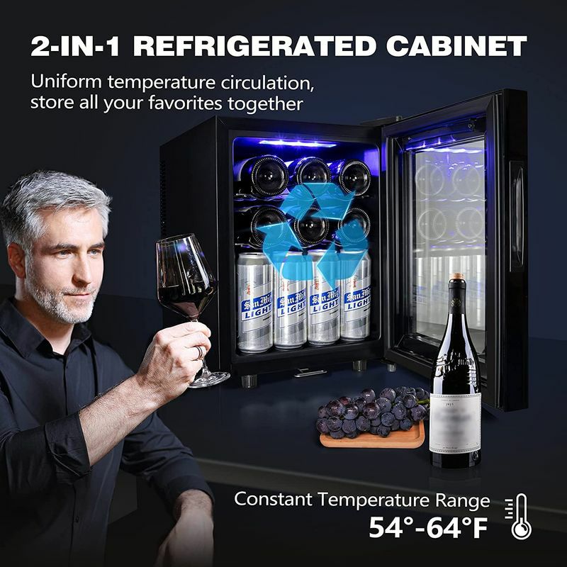 ワインクーラーワインセラー最大12本ブラックMiladred12BottleWineCoolerRefrigerator,WineFridgeFreestandingwithLock&DigitalTemperatureControlFridgeGlassDoor家電