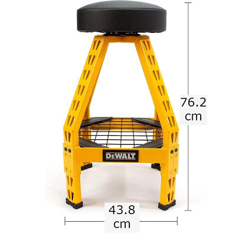 ガレージスツール スチールフレーム 360℃回転 椅子 DEWALT Padded Shop