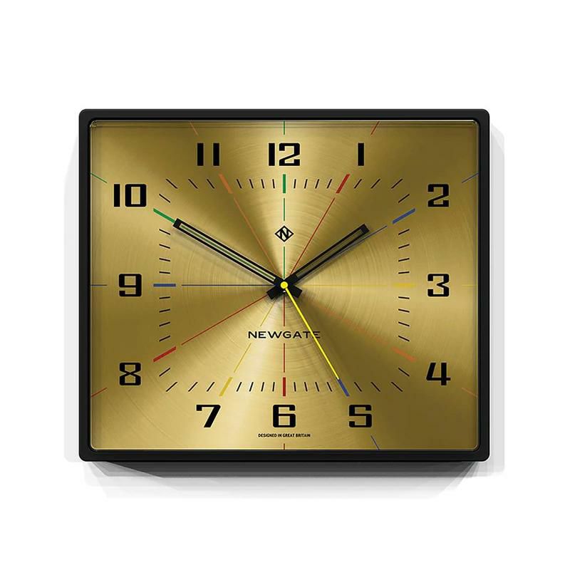 ニューゲート掛け時計ウォールクロックスクエア四角ブラスゴールドNewgateBoxOfficeBOXOF686CKMid-CenturyWallClock|BlackandSpunBrassEffect|Rectangular