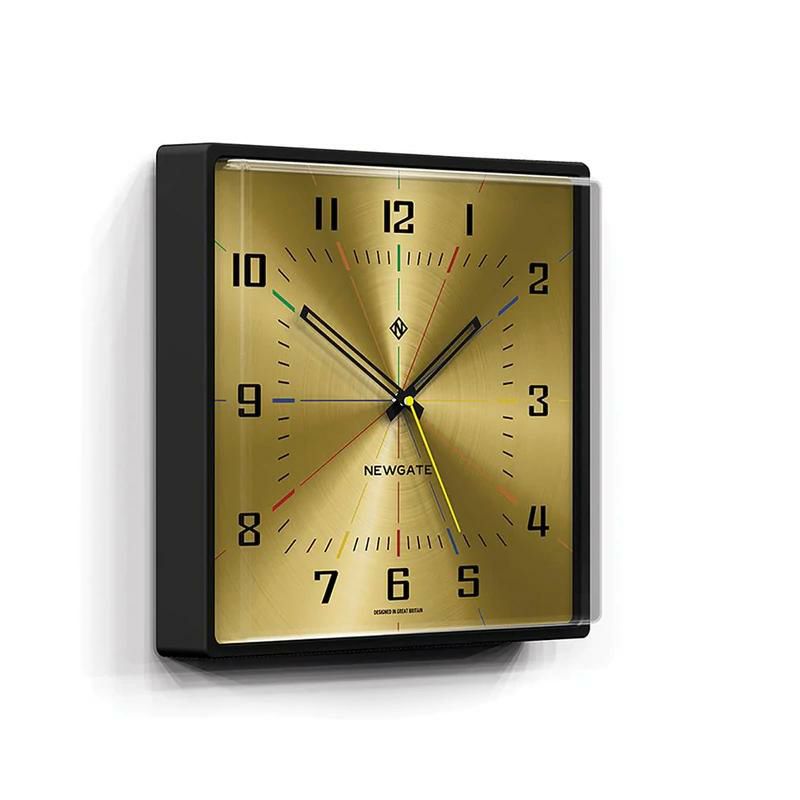 ニューゲート掛け時計ウォールクロックスクエア四角ブラスゴールドNewgateBoxOfficeBOXOF686CKMid-CenturyWallClock|BlackandSpunBrassEffect|Rectangular