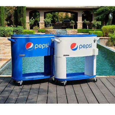 ペプシ ドリンクカート カート型 クーラーボックス 76L Pepsi Outdoor Patio Cooler with Wheels  80-Quart Rounded Beverage Rolling Cooler, PS-A207-80PE | アルファエスパス