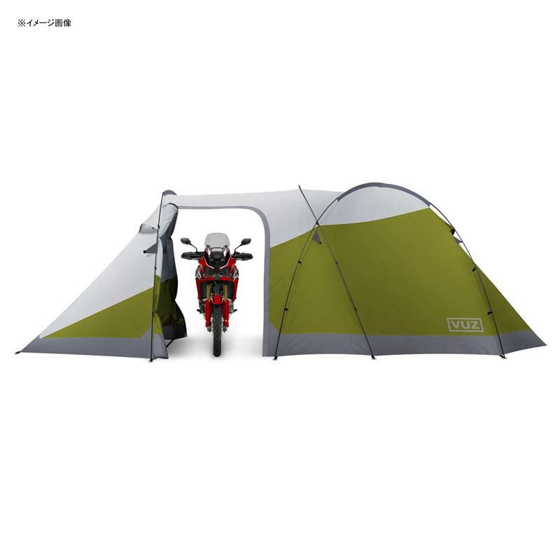 バイク置き場スペース付テントオートバイ駐車～3人防水バイカーツーリングVuzMotoVUZ-MTWaterproof12-Foot3-PersonCampingTentwithIntegratedMotorcyclePort,4PointsofEntrance,GreenandWhite