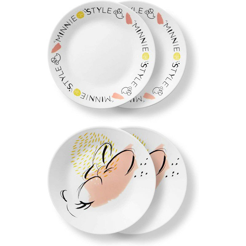 ディズニーミニーマウスプレート皿直径17cm4枚セットコレールCorelleDisney6.75"AppetizerPlates4-pcSet,MinnieMouse