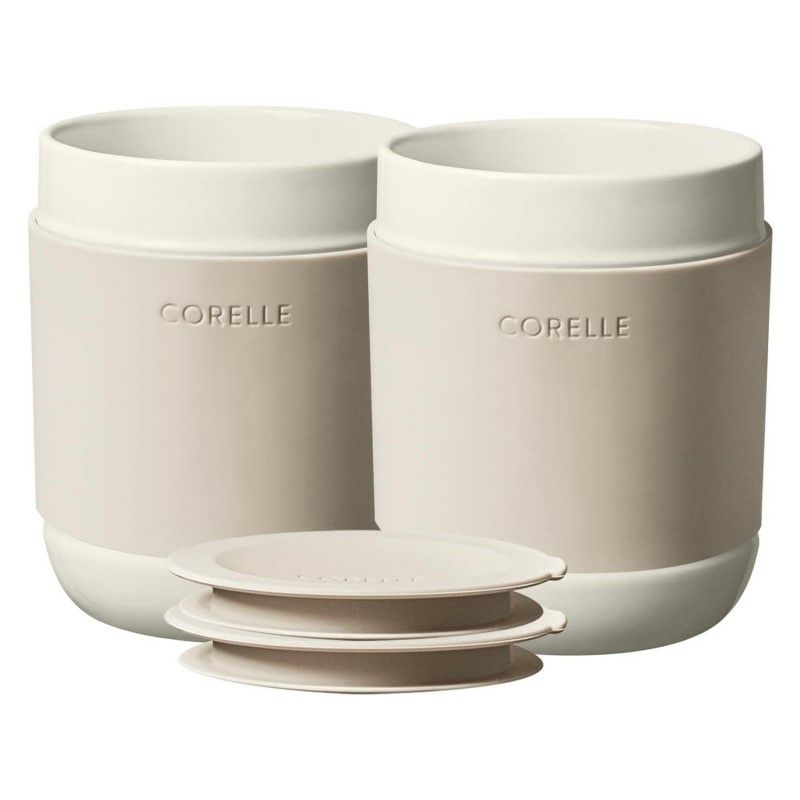 コレールマグカップ399ml2点セットタンブラー陶器シリコン蓋CorelleStonewareTumblerSetofTwoSiliconeLidsforHotorColdDrinksFourPieceCupSetwithSolidGlazeforTravelandatHomeCoffee,ColdDrinks,andTeas