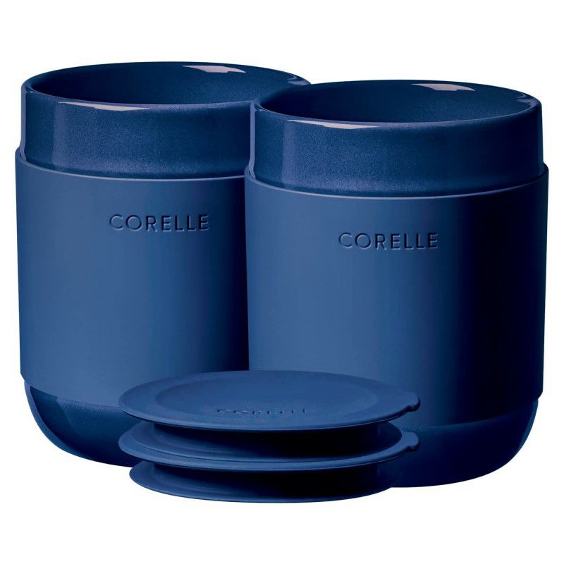 コレールマグカップ399ml2点セットタンブラー陶器シリコン蓋CorelleStonewareTumblerSetofTwoSiliconeLidsforHotorColdDrinksFourPieceCupSetwithSolidGlazeforTravelandatHomeCoffee,ColdDrinks,andTeas