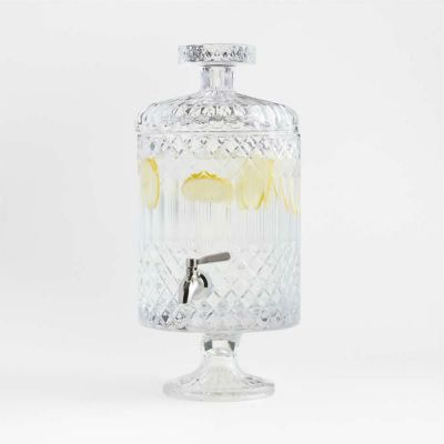ドリンクサーバー ガラス 6.1L ディスペンサー 脚付 ステンレス蛇口 レストラン カフェ ホテル ホームパーティ CRATE & BARREL Hatch Drink Dispenser
