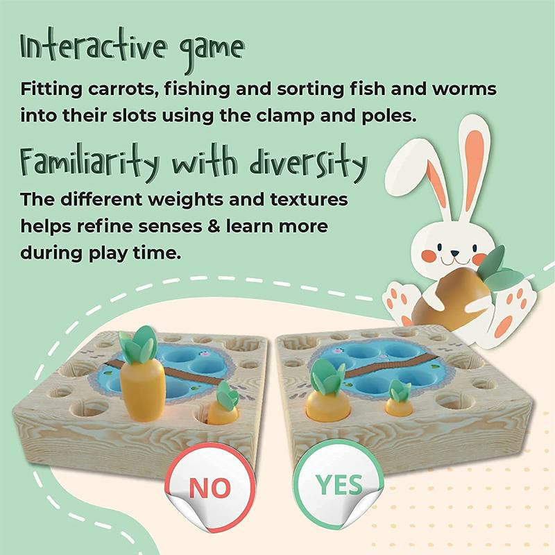 木のおもちゃ磁石魚釣りにんじんTilolyMontessoriWoodenToysfor1YearOld&Up,MagneticFishingGame,MontessoriToysfor2YearOld,SensoryCarrotToyHelpsDevelopMotorSkills,20Pieces