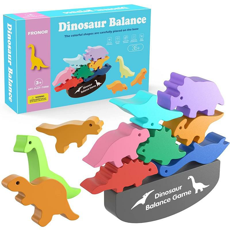 木のおもちゃ恐竜ブロックToysfor34567YearOldBoysGirls,FRONORDinosaursMontessoriBuildingBlocksSTEMPreschoolEducationalWoodenStackingToysBirthdayXmasGiftsfor3-7YearOldBoysGirl