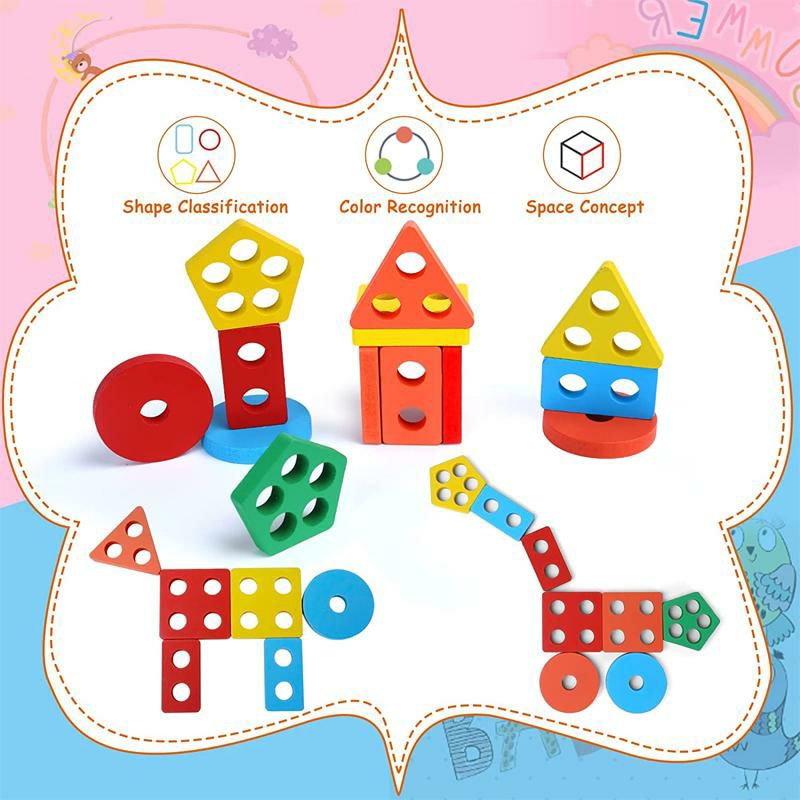 木のパズル木製おもちゃMontessoriToysfor1234YearOldGirlsBoysWoodenPuzzlesStackingToysGiftsforToddlersEducationalToysColorRecognitionShapeSorter