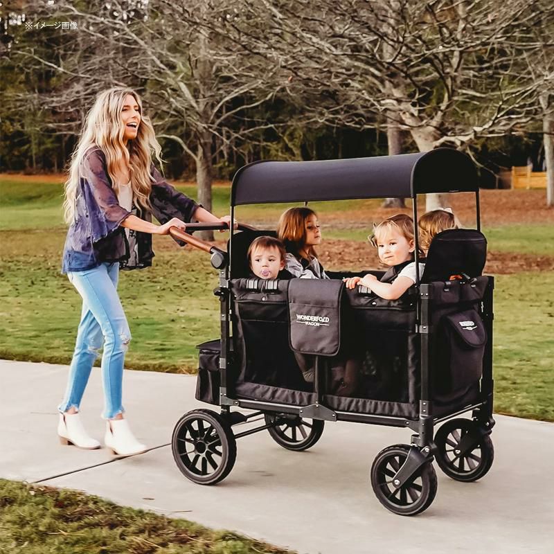 ワゴンベビーカー4人用最大136kgシート取り外し可日よけ屋根キャノピーリュクスWonderfoldWagonW4LuxeQuadStrollerWagon(4Seater)