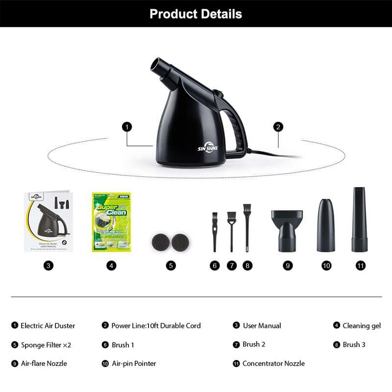 電動エアダスター空気ホコリ掃除SINSHINE-CompressedAir3.0-Multi-UseElectricAirDusterforCleaningDust,Hairs,Crumbs,ScrapsforLaptop,Computer,ReplacesCompressedAirCans家電