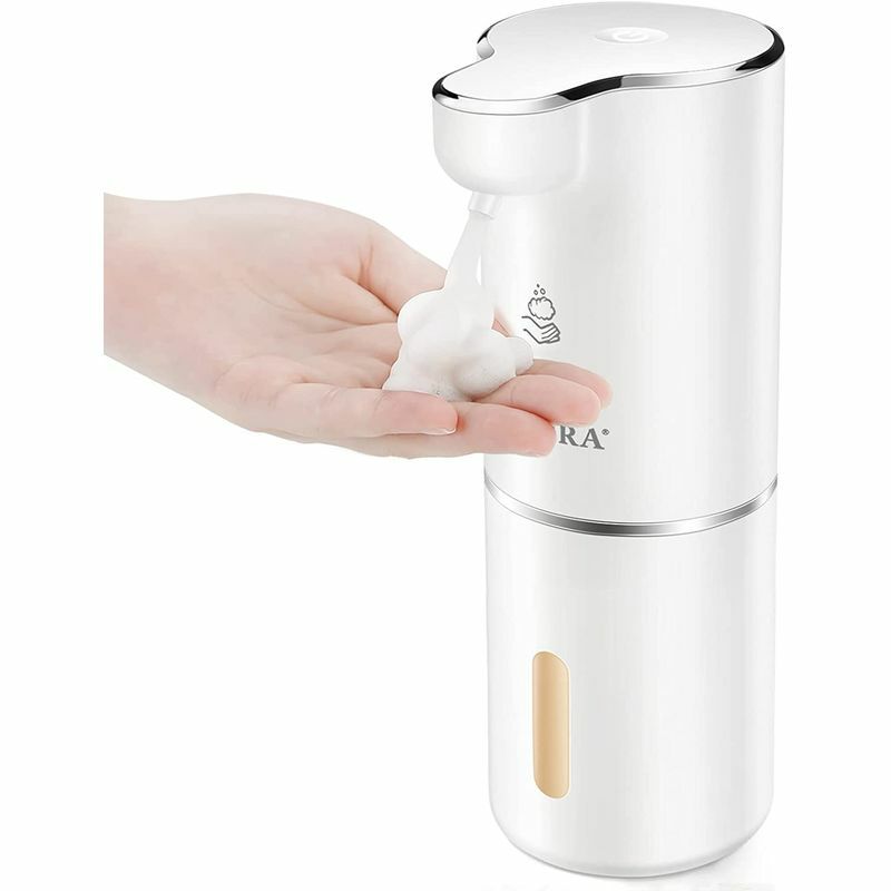 泡ソープディスペンサー電池式240ml電動センサーフォーム石鹸LAOPAOSoapDispenser,TouchlessFoamingSoapDispenserHandFreeCountertopSoapDispensers240mlXmasGiftAutomaticSoapPumpforBathroomKitchen(White)