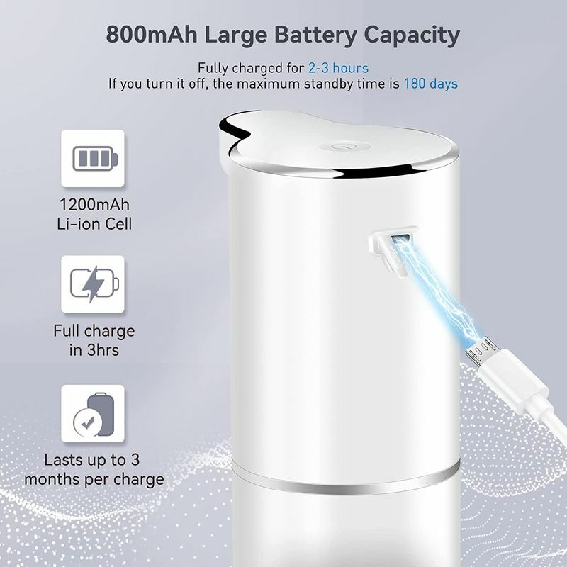 泡ソープディスペンサー電池式240ml電動センサーフォーム石鹸LAOPAOSoapDispenser,TouchlessFoamingSoapDispenserHandFreeCountertopSoapDispensers240mlXmasGiftAutomaticSoapPumpforBathroomKitchen(White)