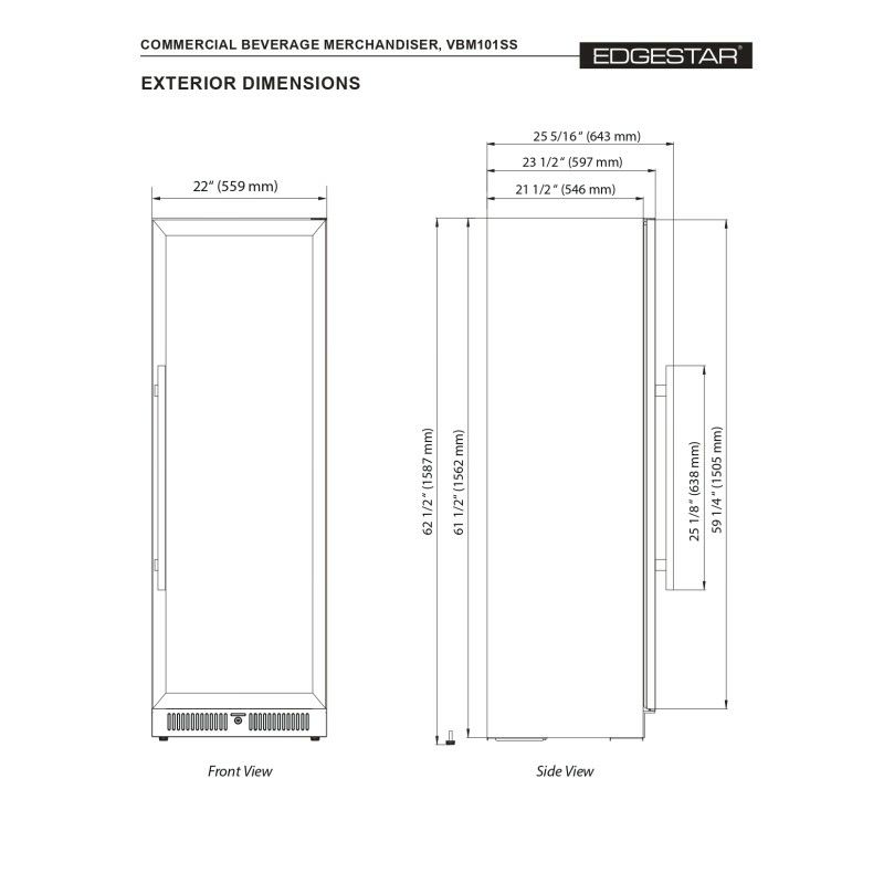 ビルトイン冷蔵庫286Lリバーシブルガラスドアワイヤーシェルフ4段鍵付EdgeStarVBM10122InchWide10.1Cu.Ft.CommercialBeverageMerchandiserWithTemperatureAlarmandReversibleDoor家電【代引不可】