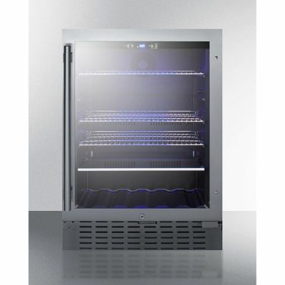 サミット ビルトイン 冷蔵庫 119L リバーシブル ガラスドア 鍵付 Summit SCR2466B 24 Inch 4.2 cu. ft. Capacity Freestanding or Built In Glass Door Beverage Center