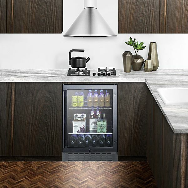 ビルトイン冷蔵庫アンダーカウンター最大80缶カウンター下ブラック幅38cmEdgeStarCBR902SG15InchWide80CanBuilt-InBeverageCoolerwithBlueLEDLighting【代引不可】家電