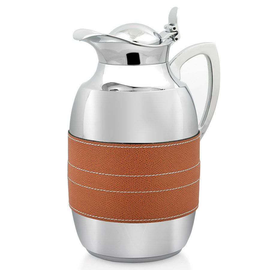 サーマルカラフェ1Lクロムメッキステンレスレザーハンドメイドイタリア製SCULLY&SCULLYThermalLeatherCarafes