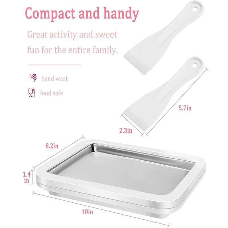 アイスクリームメーカーロールアイスステンレスプレートROUXOULInstantIceCreamMakerPanandScraperwithMaterialofFoodGradeStainlessSteel,ColdSweetFriedFoodPlate