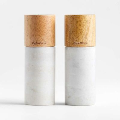 ソルト ペッパー 大理石 CRATE & BARREL限定 CRATE & BARREL Marble and Wood Salt and Pepper Mills
