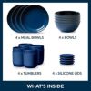 コレール食器セット4組16点無地CorelleStoneware16-pcDinnerwareSet,Navy,SolidandReactiveGlazes,Servicefor4