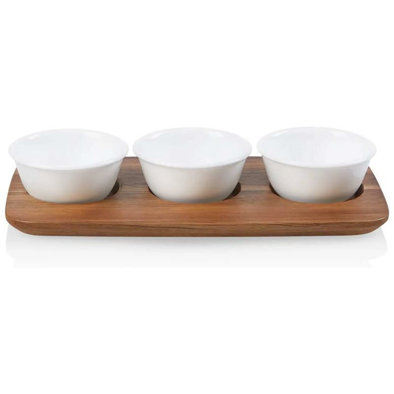 コレール ディップトレー 木製 サービングボード ボウル3個 パーティ Corelle Coordinates Small Dip Tray