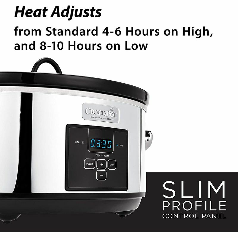 クロックポットスロークッカー6.6LカウントダウンタッチスクリーンCrockpot7QuartSlowCookerwithProgrammableControlsandDigitalTimer,PolishedPlatinum家電