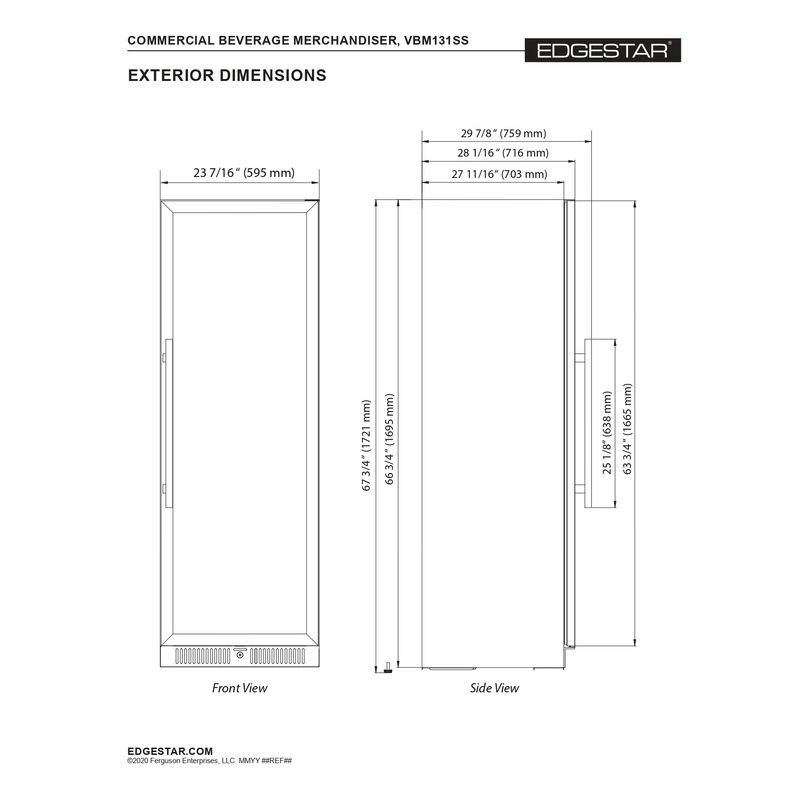 ビルトイン冷蔵庫396Lワイヤーシェルフ6段EdgeStarVBR64014Cu.Ft.Built-InCommercialBeverageMerchandiser