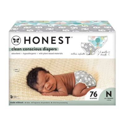 紙おむつ76枚入新生児へその緒用デザイン交換サインTheHonestCompanyCleanConsciousDiapers,AboveItAll+Pandas,SizeNB,76CountClubBox