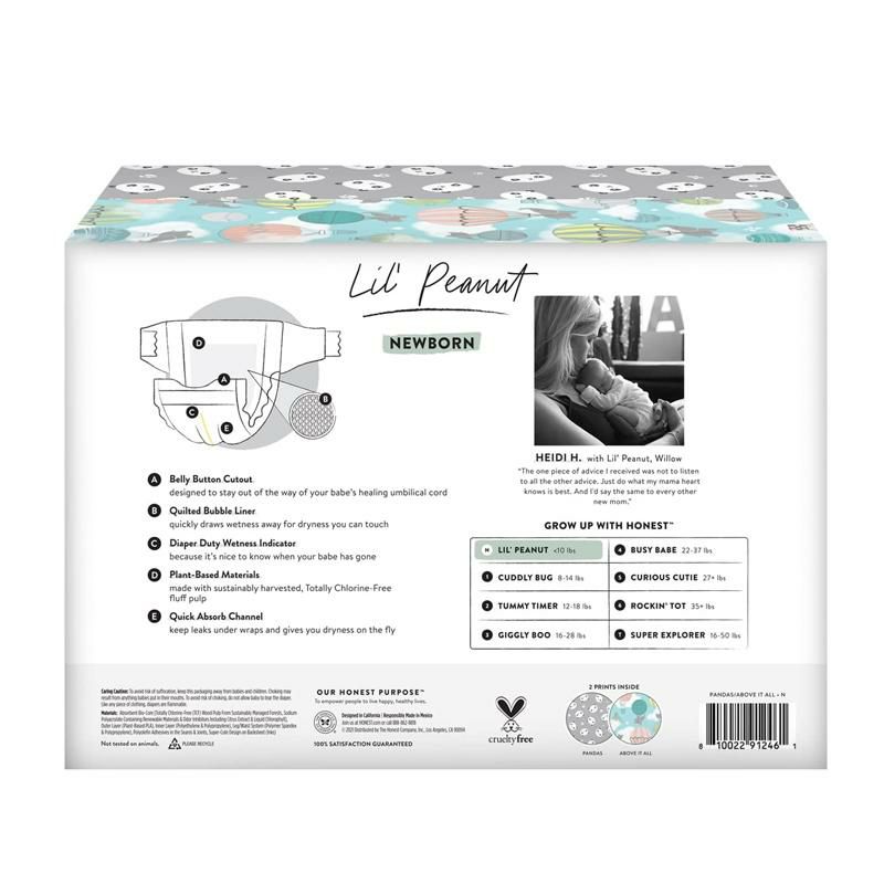 紙おむつ76枚入新生児へその緒用デザイン交換サインTheHonestCompanyCleanConsciousDiapers,AboveItAll+Pandas,SizeNB,76CountClubBox