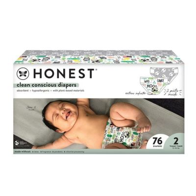 紙おむつ76枚入体重5～8kg交換サインTheHonestCompanyCleanConsciousDiapers,Pandas+BarnyardBabies,Size2,76CountClubBox