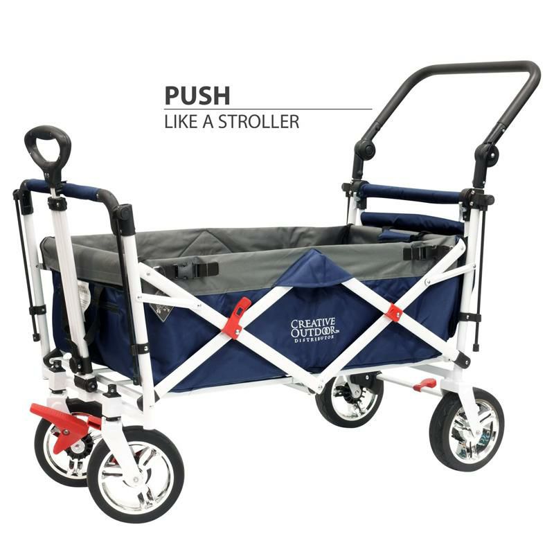 折りたたみ ワゴン 屋根付 ベビーカー カート 子供 プッシュプル Creative Outdoor Push Pull Wagon for  Kids, Foldable with Sun/Rain (Blue) アルファエスパス