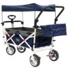 折りたたみワゴン屋根付ベビーカーカート子供プッシュプルCreativeOutdoorPushPullWagonforKids,FoldablewithSun/Rain(Blue)