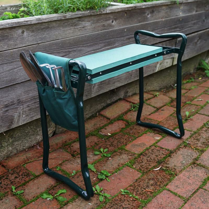 ポータブルベンチ折りたたみガーデニングポケット付PortableBench&Kneeler