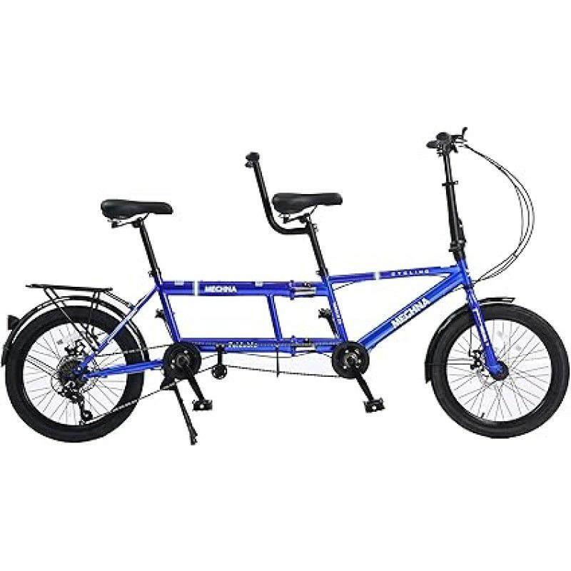 タンデム自転車二人乗り20インチビーチクルーザーバイク7段変速TandemBike-CityTandemFoldingBicycle,FoldableTandemAdultBeachCruiserBikeAdjustable7Speeds【組立要】