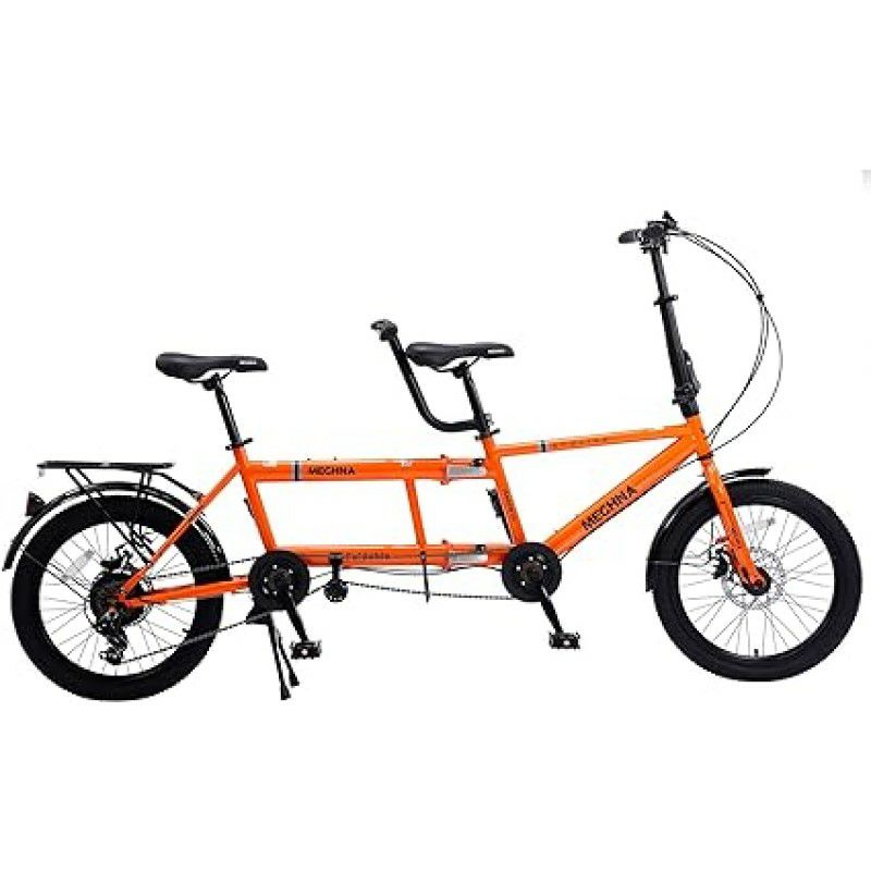 タンデム自転車二人乗り20インチビーチクルーザーバイク7段変速TandemBike-CityTandemFoldingBicycle,FoldableTandemAdultBeachCruiserBikeAdjustable7Speeds【組立要】