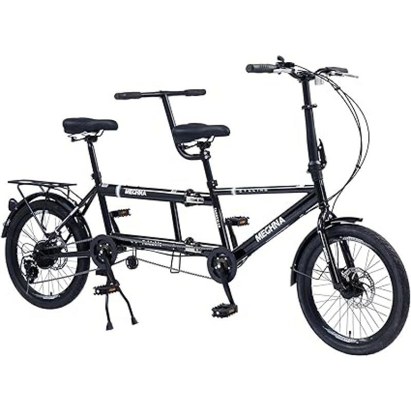 タンデム自転車二人乗り20インチビーチクルーザーバイク7段変速TandemBike-CityTandemFoldingBicycle,FoldableTandemAdultBeachCruiserBikeAdjustable7Speeds【組立要】