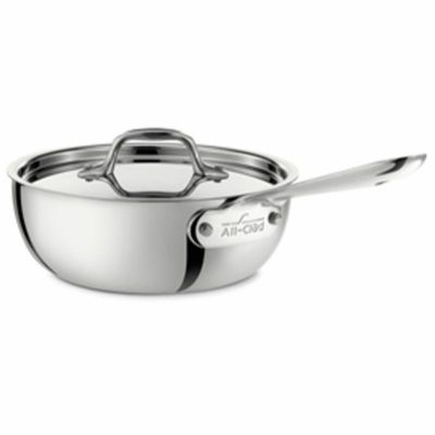 ソースパン 片手鍋 フタ付 1.9L IH対応 アルミコア ステンレス 3層 アメリカ製 オールクラッド All-Clad D3 Stainless 3-ply Bonded Cookware, Saucier with lid, 2 quart 4212