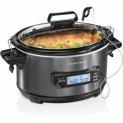 スロークッカー デジタル 5.6L タイマー 温度計付 ロック機能 グルメ鍋 ハミルトンビーチ ブラックステンレス Hamilton Beach Portable 6 Quart Set & Forget Digital Programmable Slow Cooker, Black Stainless (3