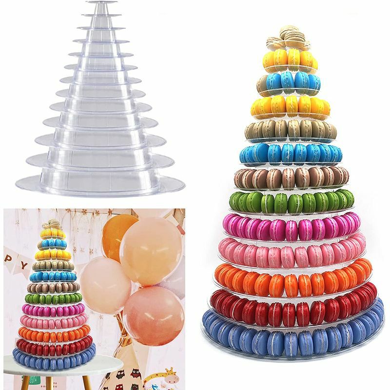 マカロンタワーディスプレイスタンドピラミッド9段プラスチックカフェレストランホテルパーティーMatferBourgeat6815909-TierClearMacaronPyramidDisplayStand980681590