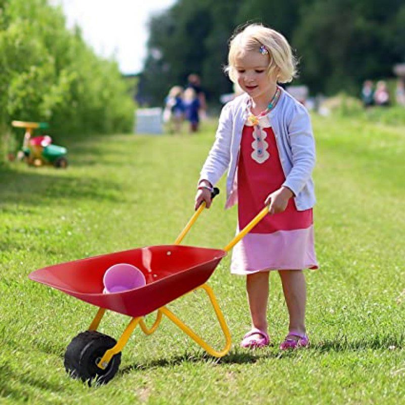 コストゾンキッズ手押し車玩具カートガーデンカートCostzonKidsWheelbarrow,MetalConstructionToysKart