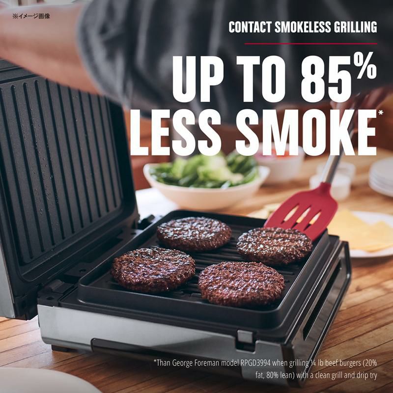 スモークレスグリル無煙パニーニプレート取り外しジョージフォアマンGeorgeForemanContactSmokeless-ReadyGrill,FamilySize(4-6Servings),GRS6090B-1家電