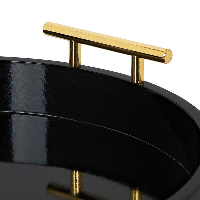 ディスプレートレイおしゃれ装飾トレー取手付丸型黒KateandLaurelLiptonModernRoundTray,BlackandGold