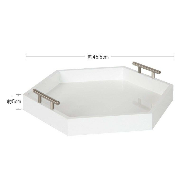 ディスプレートレイおしゃれ装飾トレー取手付六角形白KateandLaurelLiptonHexagonDecorativeTrayWhiteandSilver18inch
