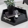 ディスプレートレイおしゃれ装飾トレー取手付六角形白KateandLaurelLiptonHexagonDecorativeTrayWhiteandSilver18inch