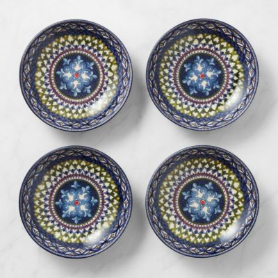 ウィリアムズソノマ セラミック パスタボウル グリーン&ブルー 4点セット イタリア製 Sicily Ceramic Pasta Bowls, Green & Blue