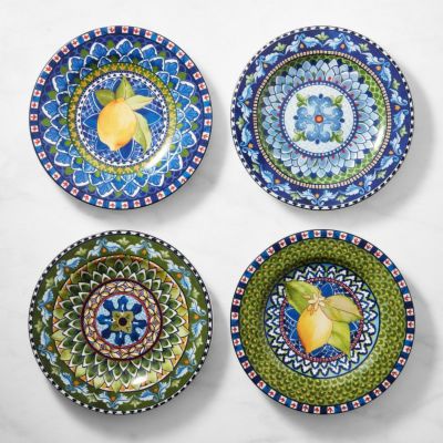 ウィリアムズソノマ シチリア セラミック サラダプレート 4枚セット ミックスグリーン イタリア製 Sicily Ceramic Salad Plates, Set of 4, Mixed Green