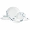 コレール食器セット4人用16点リアブルー青ラインリビングウェアーディナーウェアーCorelle16PieceLightweightandChipResistantLivingwareDinnerwareSet,LiaBlue
