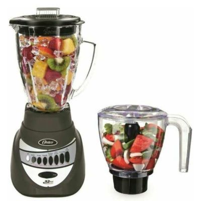 オスター ブレンダー 4枚刃 ラウンド ガラスジャー フードチョッパー付 700W 12スピード ※ジャー変更可 Oster Precise Blend 700 Blender Plus Food Chopper - Gunmetal BLSTTA-GFP 家電