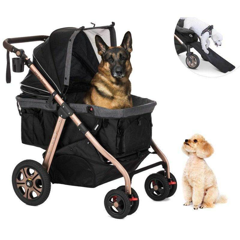 3-in-1ペット用カートキャリーカーシートドッグキャット犬猫HPZPetRoverPrime3-in-1LuxuryDog/Cat/PetStroller(TravelCarrier+CarSeat+Stroller)withDetachCarrier/Pump-FreeRubberTires/AluminumFrame/ReversibleHandle